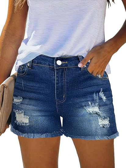 Casual Vintage Denim Shorts Hi - Shorts Denim Frayed のレビューと価格