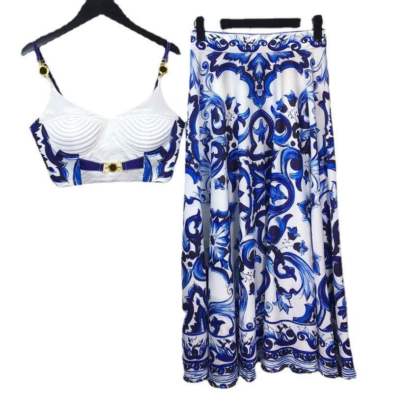Summer Bohemain Blue And White - Romper Floral Print のレビューと価格
