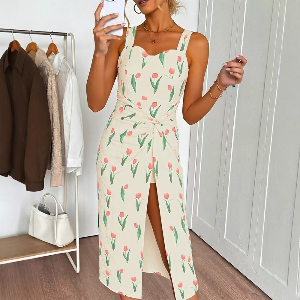 Fashionable Floral Print Crop  - Midi Skirt Floral のレビューと価格