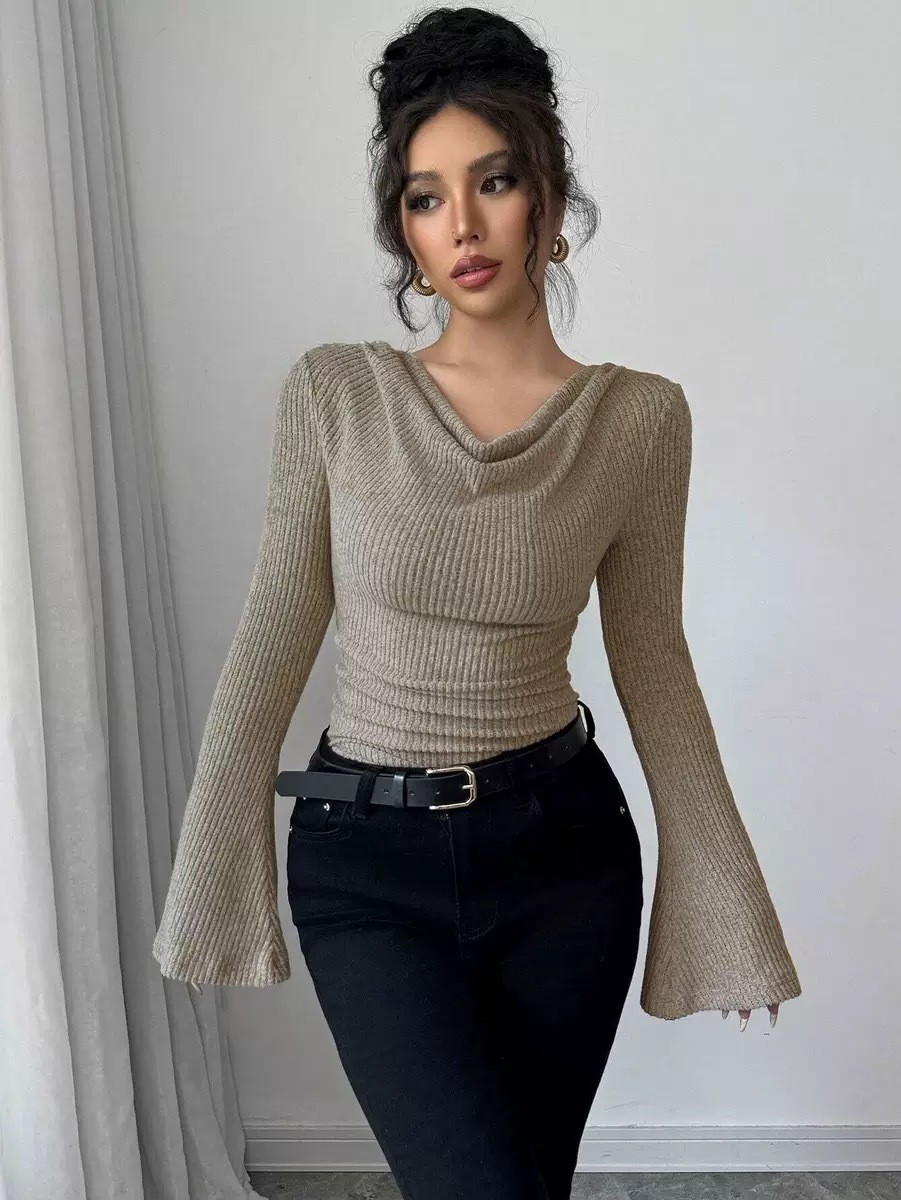 Women Blouse Off Shoulder Cowl - Blouse Off Shoulder のレビューと価格
