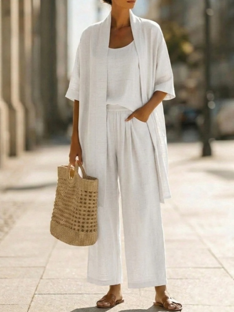 Casual Solid Cotton Linen Loos - Linen Pant Wide のレビューと価格