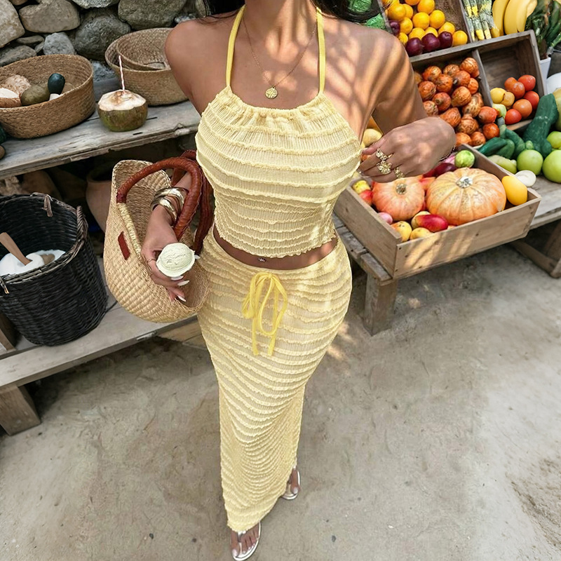 Sexy Elegant Dress Two Piece S - Maxi Dress Halter のレビューと価格
