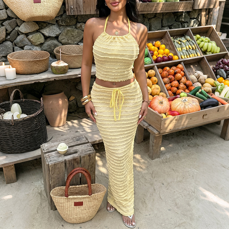 Sexy Elegant Dress Two Piece S - Maxi Dress Halter のレビューと価格