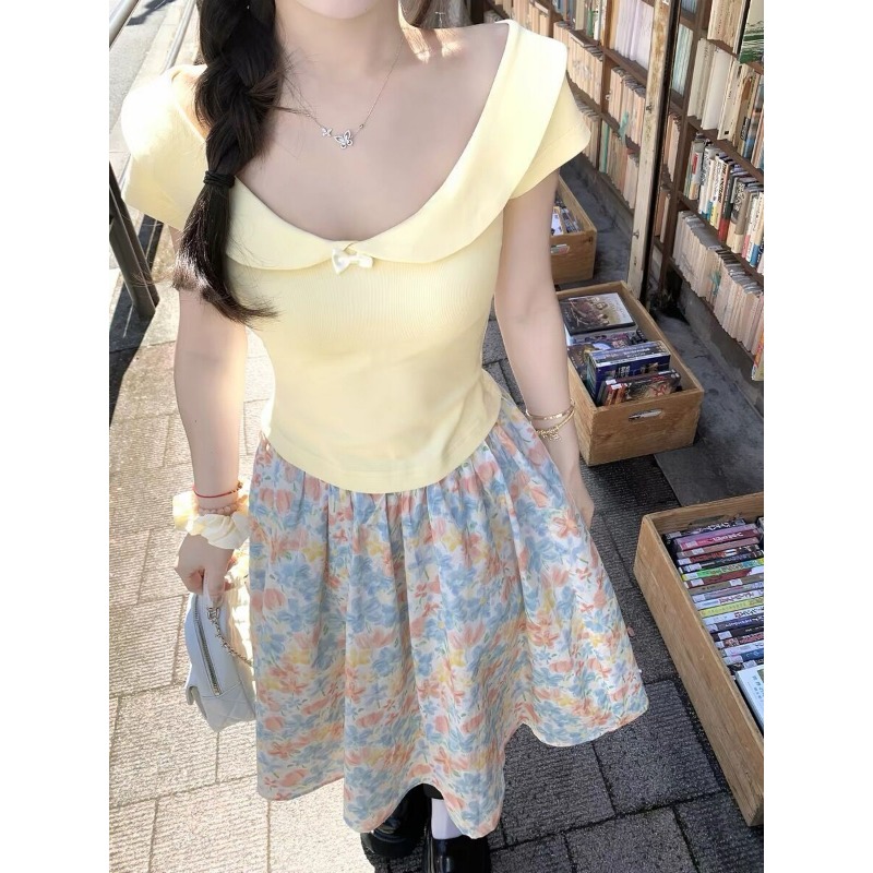 Women 2 Piece Set Bow Top And  - Midi Skirt Floral のレビューと価格