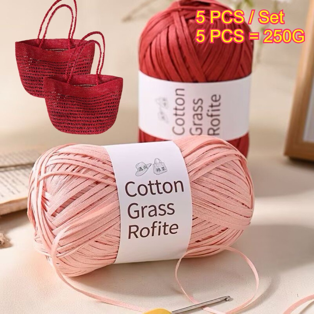 5PCS 250g Raffia Paper Rope Kn - Crochet Bag Raffia のレビューと価格