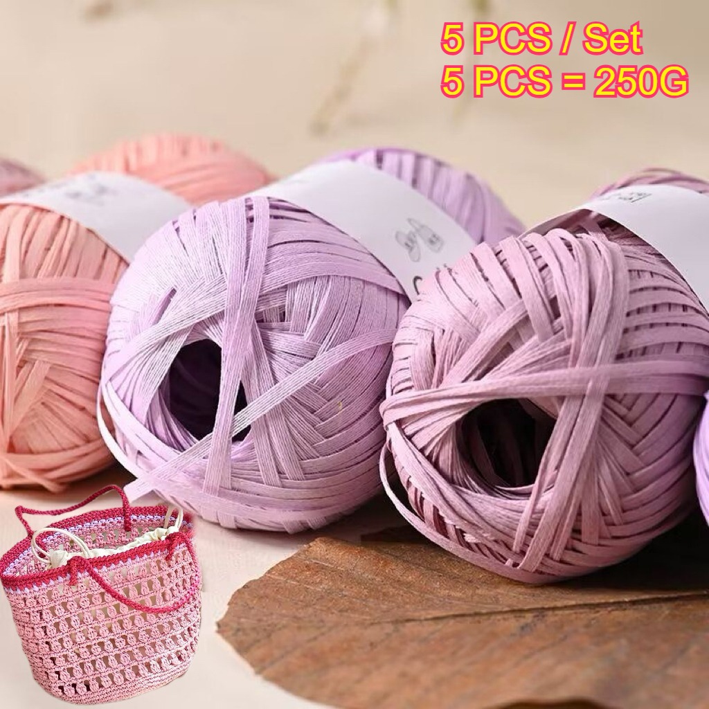 5PCS 250g Raffia Paper Rope Kn - Crochet Bag Raffia のレビューと価格