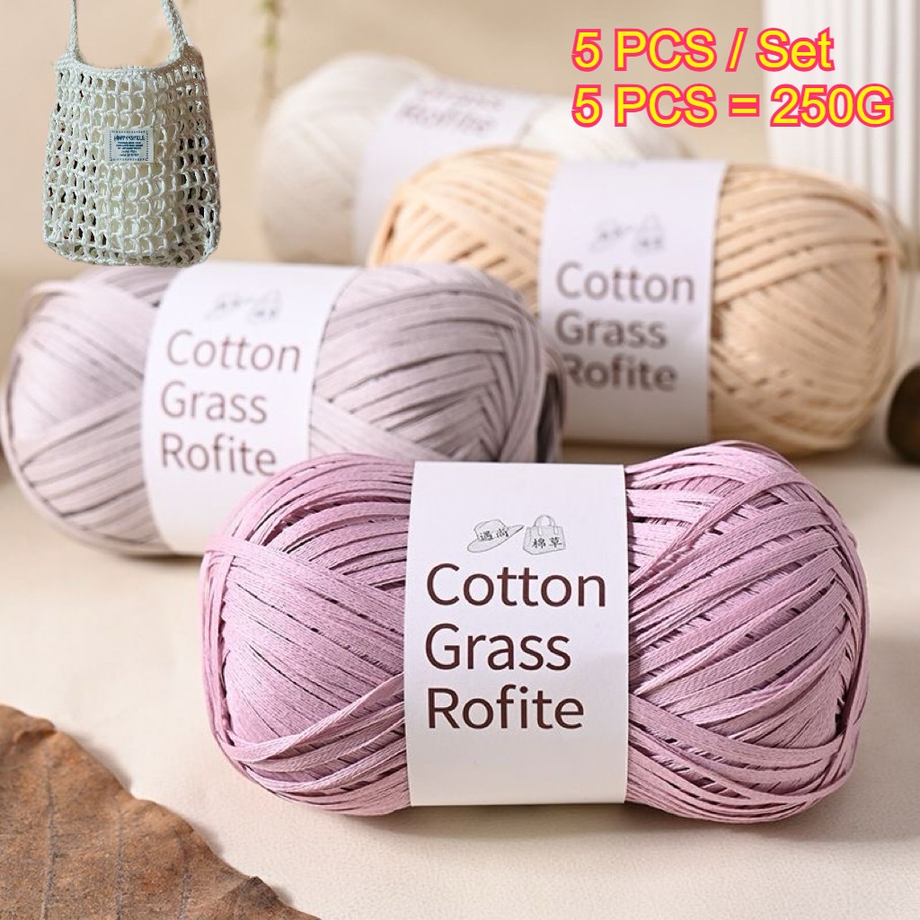 5PCS 250g Raffia Paper Rope Kn - Crochet Bag Raffia のレビューと価格