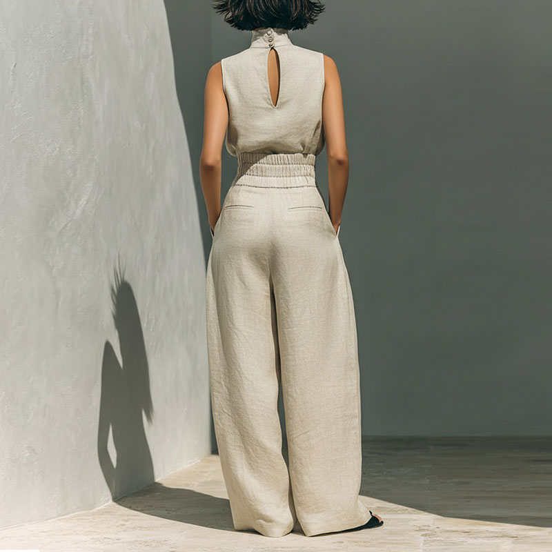 Vintage Solid Cotton Linen Sui - Linen Pant Wide のレビューと価格
