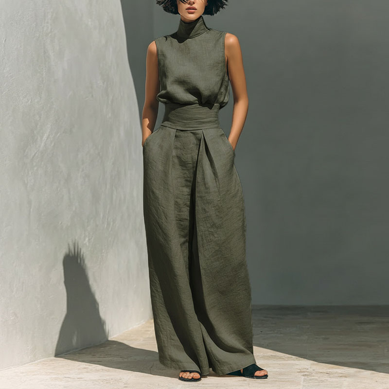 Vintage Solid Cotton Linen Sui - Linen Pant Wide のレビューと価格