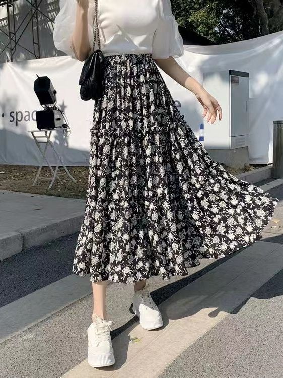 Floral Print A-Line Midi Skirt - Midi Skirt Floral のレビューと価格