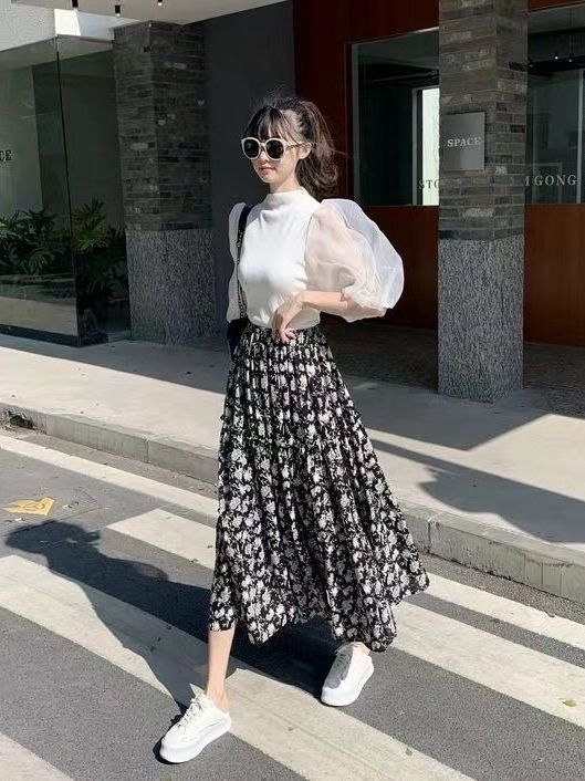 Floral Print A-Line Midi Skirt - Midi Skirt Floral のレビューと価格