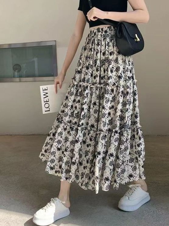 Floral Print A-Line Midi Skirt - Midi Skirt Floral のレビューと価格
