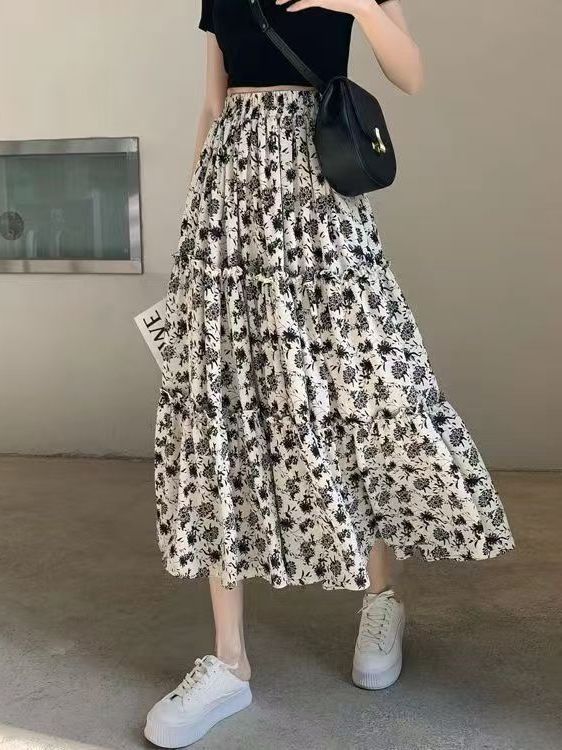 Floral Print A-Line Midi Skirt - Midi Skirt Floral のレビューと価格